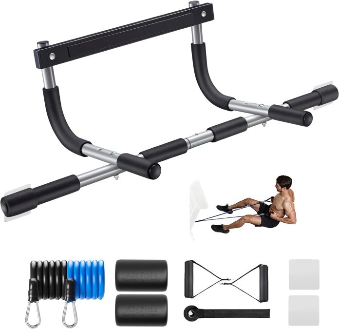 ally peaks pull up bar for doorway thickened steel max limit 440 lbs upper body fitness workout bar multi grip strength 1 7
