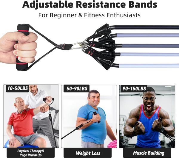Besloor Resistance Band Set. Exercise Bands with Handles, Door Anchor and Ankle Strap. Home Gym, Supports Full-Body Workouts - with Fitness Poster and Video
