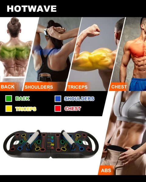 HOTWAVE Portable Exercise Equipment with 16 Gym Accessories.20 in 1 Push Up Board Fitness,Resistance Bands with Ab Roller Wheel,Full Body Workout at Home,Patent Pending