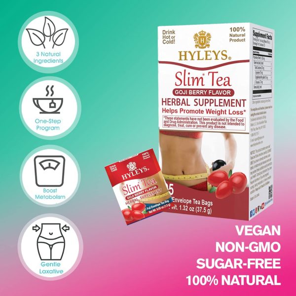 Hyleys Slim Tea Weight Loss Herbal Supplement with Pineapple - Cleanse and Detox - 50 Tea Bags (1 Pack)