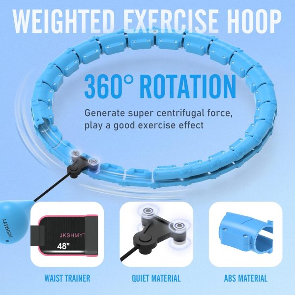 JKSHMYT Weighted Hula Circle Hoops for Adults Weight Loss, Infinity Hoop Fit Plus Size 47 Inch, 24 Detachable Links, Exercise Hoola Hoop Suitable for Women and Beginners