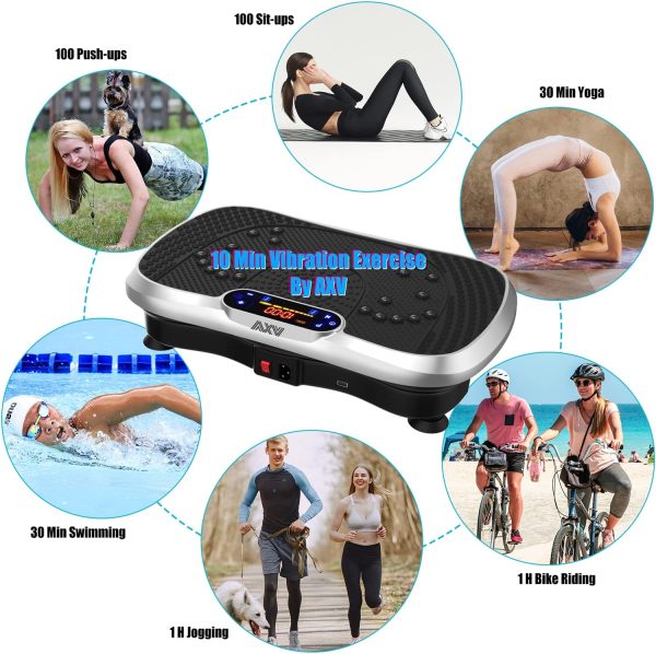 AXV Vibration Plate Exercise Machine Whole Body Workout Power Vibrate Fitness Platform Vibrating Machine Exercise Board for Weight Loss Shaping Toning Wellness Home Gyms Workout