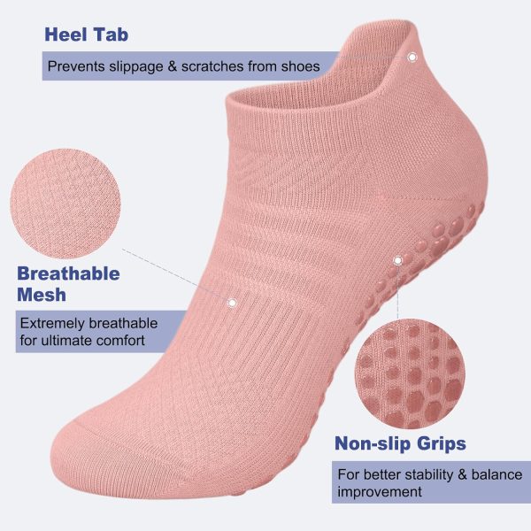 CTHH 6 Pairs Pilates Socks Yoga Socks Non-Slip Grip Socks for Women Pilates, Pure Barre, Hospital, Barefoot Workout, Pregnant