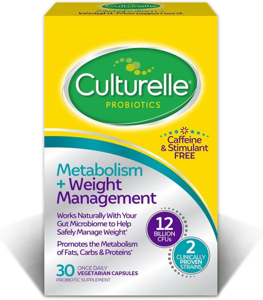 Culturelle Probiotic Capsules for Healthy Metabolism  Weight Management (Ages 18+) - 30 Count - Helps Manage Weight  Promote Metabolism of Fats, Carbs  Proteins - Caffeine-Free