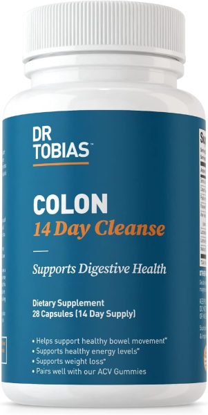 Dr. Tobias Colon 14 Day Cleanse, Advanced Gut Cleanse Detox for Women  Men with Cascara Sagrada, Psyllium Husk  Senna Leaf, Non-GMO Colon Cleanse, 28 Capsules 1-2 Daily
