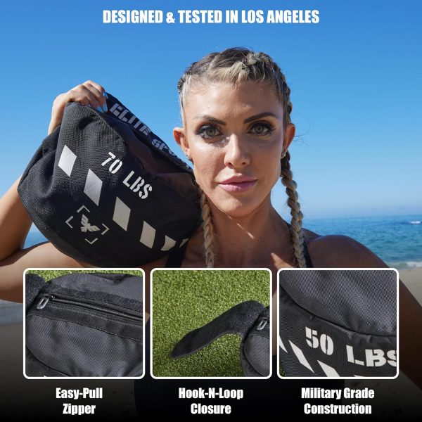 Elite Sports Workout Sandbag, Heavy-Duty Strongman Sand Bags for Full-Body  Core Training, Weight Lifting, Combat Conditioning