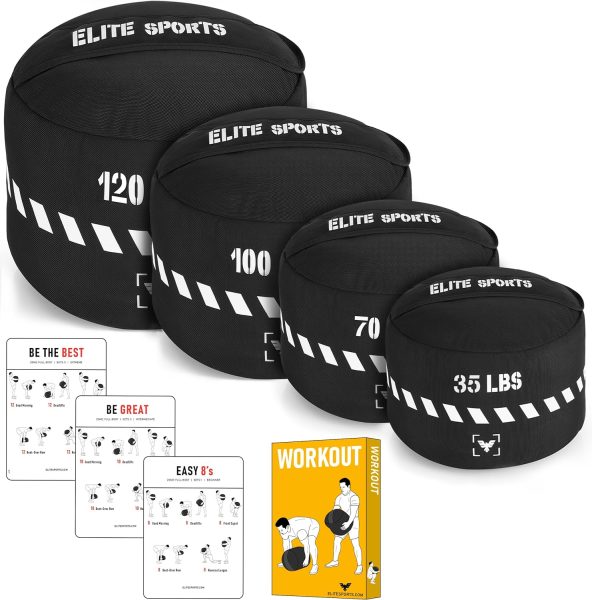 Elite Sports Workout Sandbag, Heavy-Duty Strongman Sand Bags for Full-Body  Core Training, Weight Lifting, Combat Conditioning