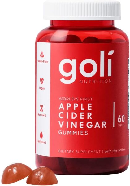 Goli Apple Cider Vinegar Gummy Vitamins - 60 Count - Vitamin B12, Gelatin-Free, Gluten-Free, Vegan  Non-GMO