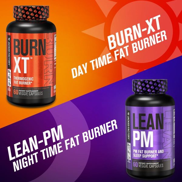 Jacked Factory Burn XT Thermogenic Fat Burner  Lean PM Nighttime Weight Loss Supplement for Men  Women 60 Veggie Diet Pills