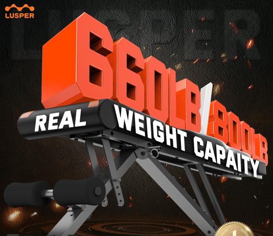 lusper adjustable weight bench foldable 660800 lb stable workout bench extended head and neck protection design 3 sec fa 4