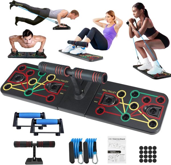 Push Up Board, Multi-Functional Push Up Bar, Portable Home Gym, Strength Training Equipment, Push Up Handles for Perfect Pushups, Home Fitness for Men and Women