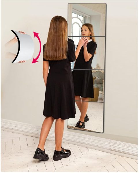 Shatterproof Wall Mirror Full Length Mirror,Plexiglass Mirrors for Wall,Full Body Mirror for Bedroom,Gym Mirrors for Home,10x10x4Pcs,Workout Unbreakable Kids Safe,Over the Door, Long Wall Mounted