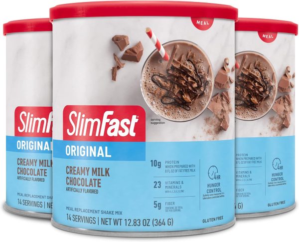 SlimFast Meal Replacement Powder, Original Rich Chocolate Royale, Shake Mix, 10g of Protein, 34 Servings