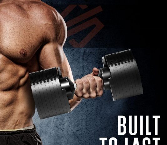 squatz 70lb adjustable dumbbell set adjustable weight to replace 9 dumbbells with 1 quick change weight adjustments with 3