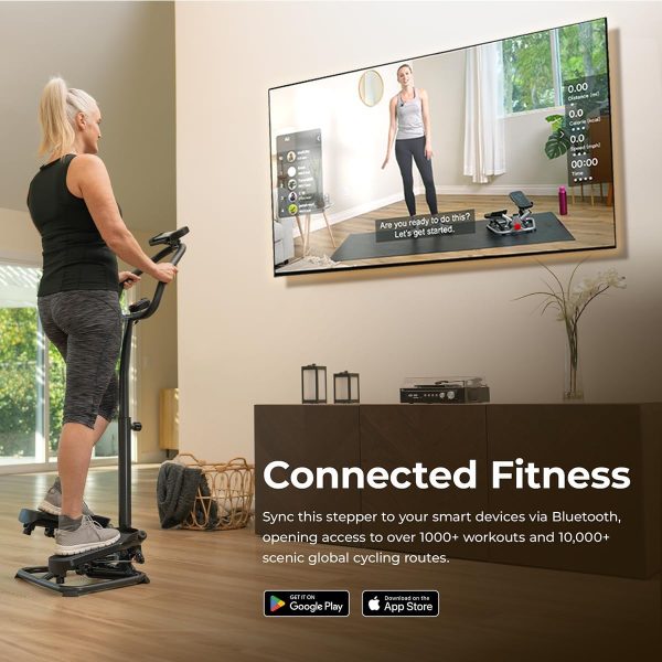 Sunny Health  Fitness Smart Twist Stair Stepper Machine with Handlebar, Space Saving, w Optional SunnyFit® App Enhanced Connectivity