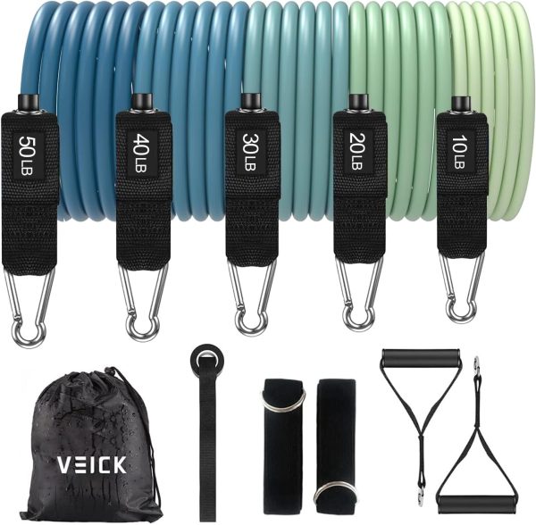 VEICK Resistance Bands, Exercise Bands, Workout Bands, Resistance Bands for Working Out with Handles for Men and Women, Exercising Bands for Strength Training Equipment at Home