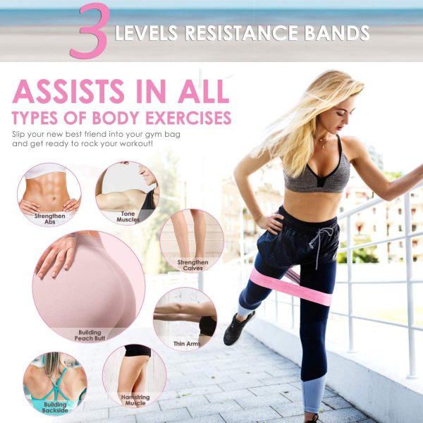 Resistance Bands for Legs and Butt, Fabric Exercise Bands Set, Thick Wide Stretch Fitness Bands, Non-Slip Workout Loop Bands, Booty Hip Bands for Women at Home or Gym